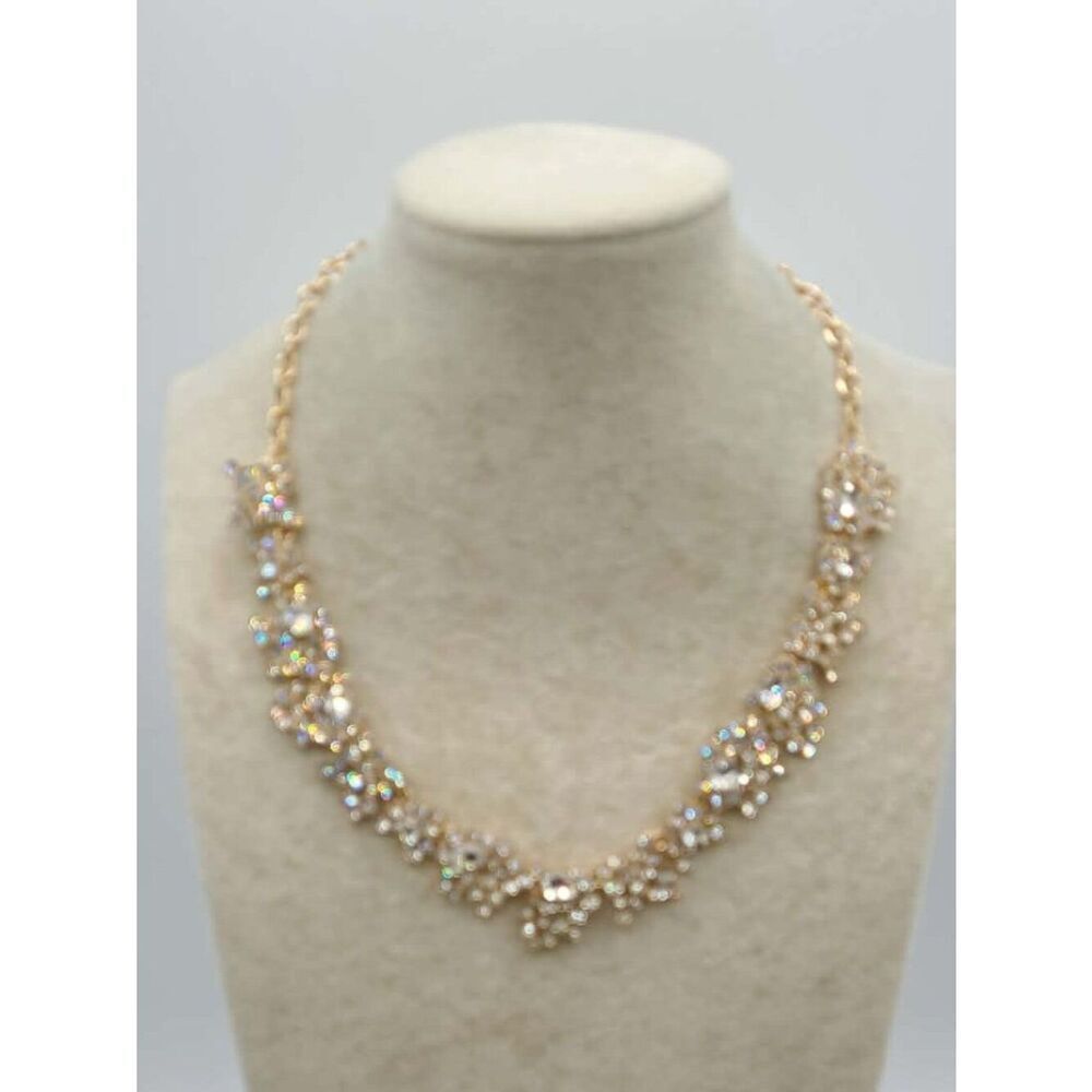 J Crew Gold Tone Clear Crystal Necklace NWOT! - Picture 2 of 12